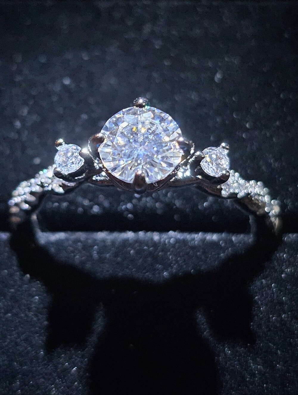 Moissanite Ring Size 9 Round 3 Stone